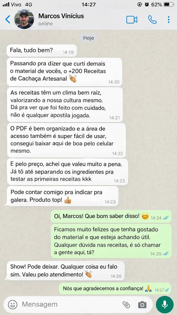 Depoimento 3 sobre as batidas de cachaças artesanais