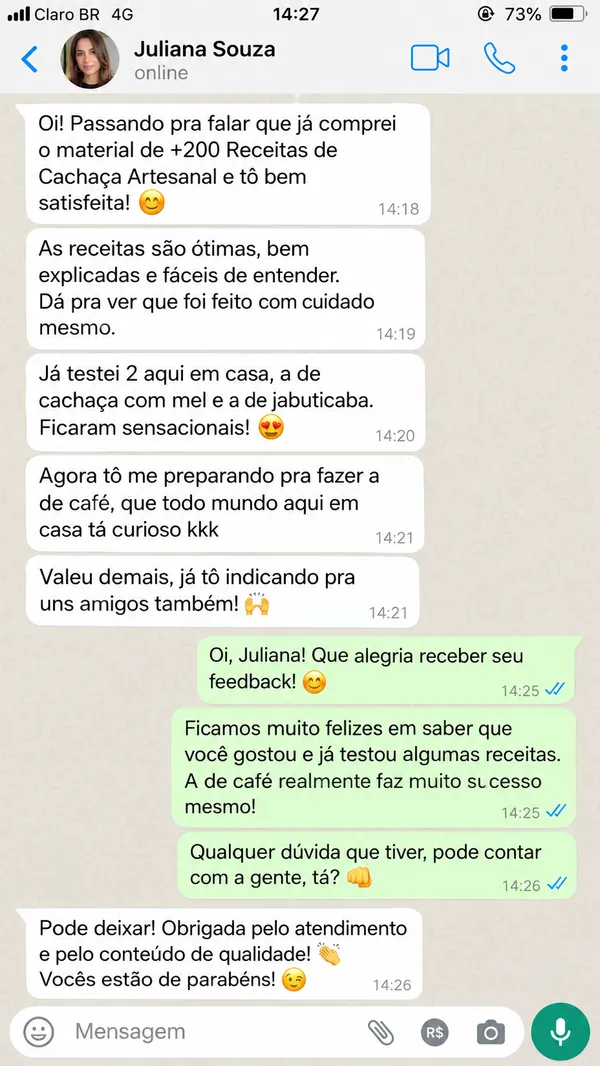 Depoimento 4 sobre as batidas de cachaças artesanais