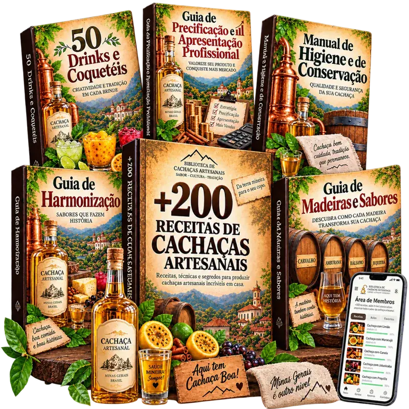 Kit completo com mais de 200 batidas de cachaças artesanais